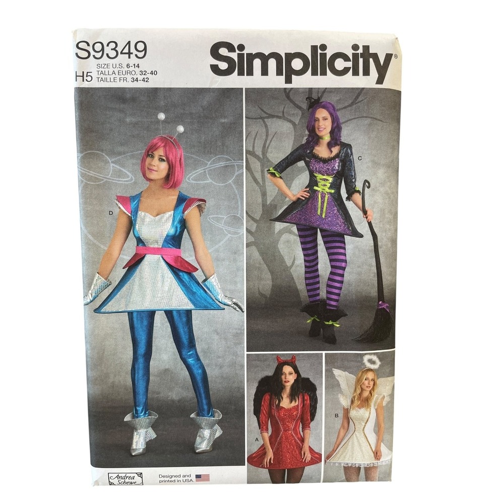 Simplicity S9349 Costume Sewing Pattern Misses Size 6-14 Space Witch Devil Angel